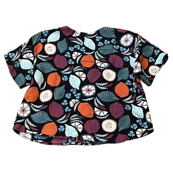 GUDRUN SJODEN 100% Linen Fruit Relaxed Boxy Fit Top Lagenlook ~Rare Print Medium - Picture 2 of 8